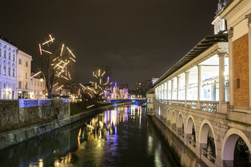 Christmas time in the city center full with lights