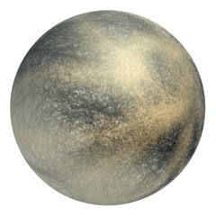 Abstract ball made of gray and yellow fibers. Isolated raster shape on a white background.