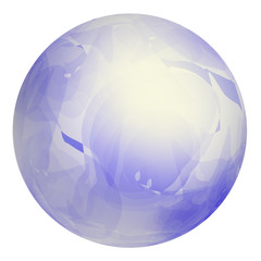 Isolated blue ball on a white background. On the surface, abstract translucent spots.