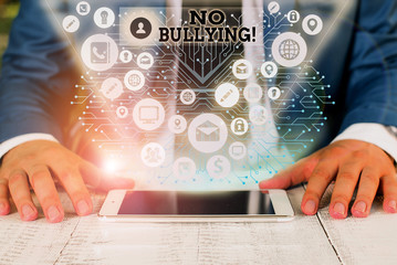 Handwriting text writing No Bullying. Conceptual photo stop aggressive behavior among children...