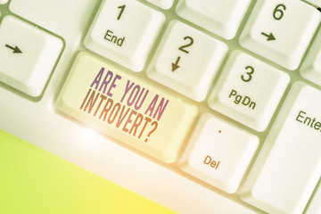 Text sign showing Are You An Introvertquestion. Business photo showcasing demonstrating who tends...
