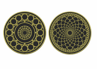 3d golden ethnic embroidery pattern 