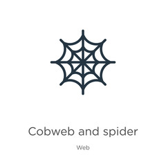 Cobweb and spider icon vector. Trendy flat cobweb and spider icon from web collection isolated on white background. Vector illustration can be used for web and mobile graphic design, logo, eps10