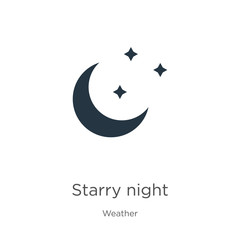 Starry night icon vector. Trendy flat starry night icon from weather collection isolated on white background. Vector illustration can be used for web and mobile graphic design, logo, eps10