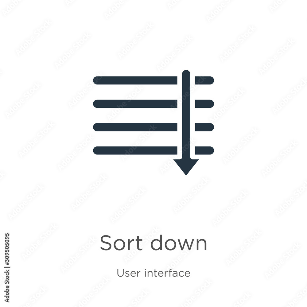 Poster sort down icon vector. trendy flat sort down icon from web navigation collection isolated on white b