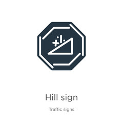 Hill sign icon vector. Trendy flat hill sign icon from traffic signs collection isolated on white background. Vector illustration can be used for web and mobile graphic design, logo, eps10