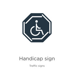 Handicap sign icon vector. Trendy flat handicap sign icon from traffic signs collection isolated on white background. Vector illustration can be used for web and mobile graphic design, logo, eps10