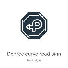 Degree curve road sign icon vector. Trendy flat degree curve road sign icon from traffic signs collection isolated on white background. Vector illustration can be used for web and mobile graphic