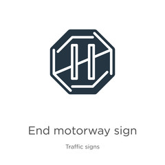 End motorway sign icon vector. Trendy flat end motorway sign icon from traffic signs collection isolated on white background. Vector illustration can be used for web and mobile graphic design, logo,