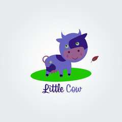 Vector illustration of Cute little cow cartoon. Hand drawn cartoon cow. It can be used for baby t-shirt design, fashion print, cards, design element for children's clothes.