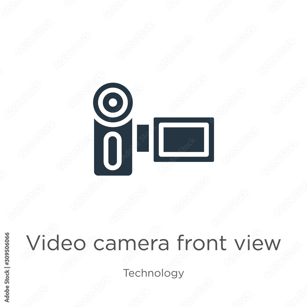 Poster video camera front view icon vector. trendy flat video camera front view icon from technology collec