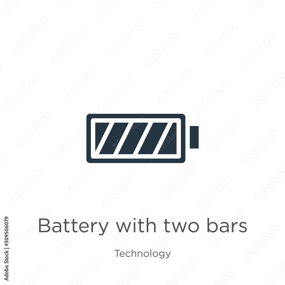 Poster battery with two bars icon vector. trendy flat battery with two bars icon from technology collection