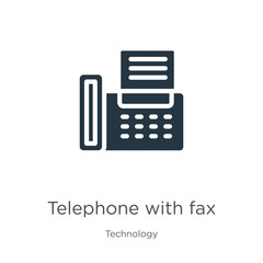 Telephone with fax icon vector. Trendy flat telephone with fax icon from technology collection isolated on white background. Vector illustration can be used for web and mobile graphic design, logo,