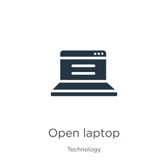Open laptop icon vector. Trendy flat open laptop icon from technology collection isolated on white background. Vector illustration can be used for web and mobile graphic design, logo, eps10