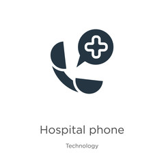 Hospital phone icon vector. Trendy flat hospital phone icon from technology collection isolated on white background. Vector illustration can be used for web and mobile graphic design, logo, eps10