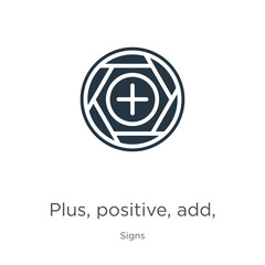 Plus, positive, add, symbol icon vector. Trendy flat plus, positive, add, symbol icon from signs collection isolated on white background. Vector illustration can be used for web and mobile graphic