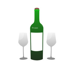 Wine bottle with wine glass icon isolated on white background. Vector illustration.