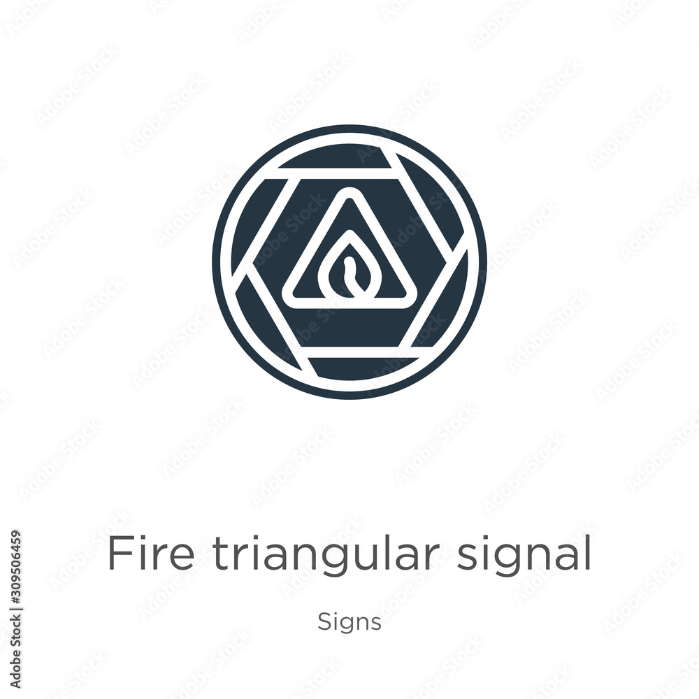 Poster fire triangular signal icon vector. trendy flat fire triangular signal icon from signs collection is
