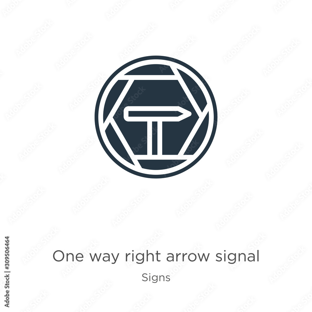 Poster one way right arrow signal icon vector. trendy flat one way right arrow signal icon from signs colle