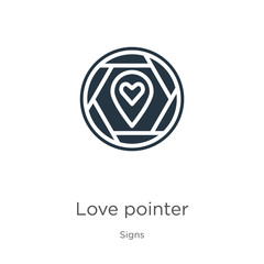 Love pointer icon vector. Trendy flat love pointer icon from signs collection isolated on white background. Vector illustration can be used for web and mobile graphic design, logo, eps10