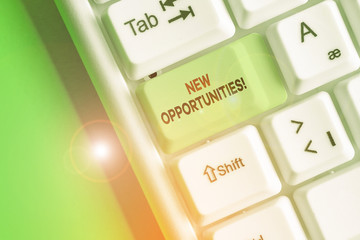 Conceptual hand writing showing New Opportunities. Concept meaning exchange views condition...