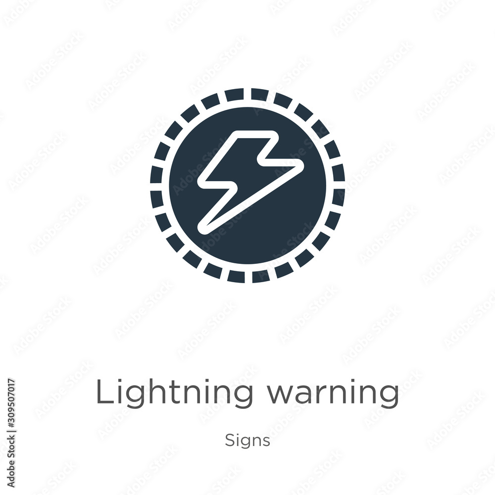 Poster lightning warning icon vector. trendy flat lightning warning icon from signs collection isolated on 