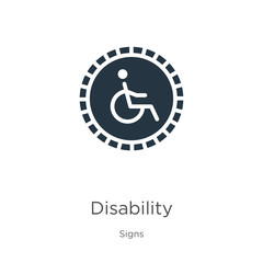 Disability icon vector. Trendy flat disability icon from signs collection isolated on white background. Vector illustration can be used for web and mobile graphic design, logo, eps10