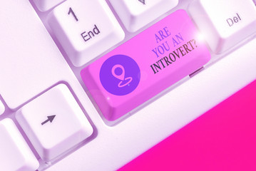 Text sign showing Are You An Introvertquestion. Business photo showcasing demonstrating who tends...