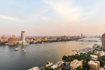 View of downtown Cairo and the Nile River