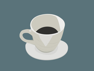 Coffee mugs with black coffee. Illustration.