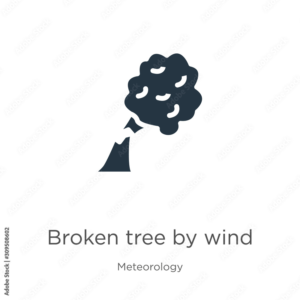 Poster broken tree by wind icon vector. trendy flat broken tree by wind icon from meteorology collection is
