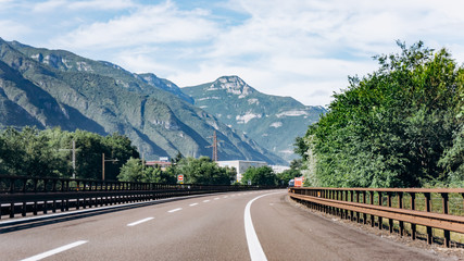 Beautiful Summer Mountain Road. Summer road in the mountains.