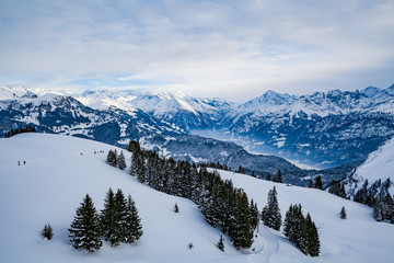 beautiful mountains and sky in winter
