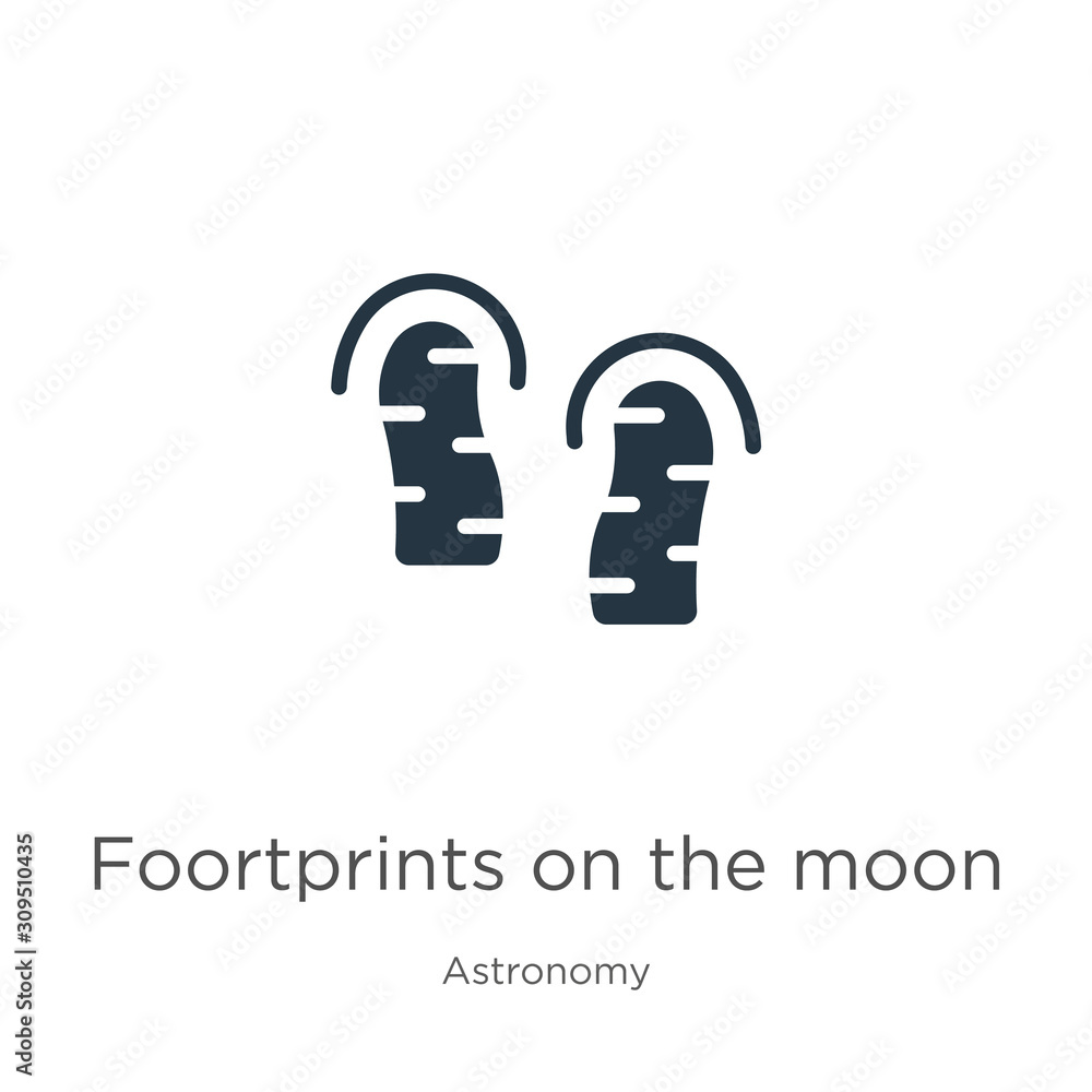Poster foortprints on the moon icon vector. trendy flat foortprints on the moon icon from astronomy collect