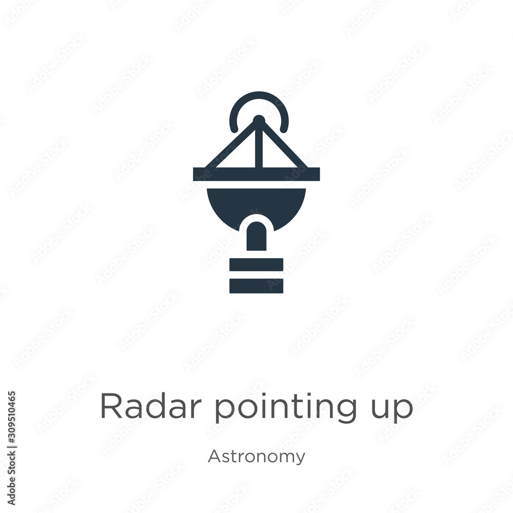 Poster radar pointing up icon vector. trendy flat radar pointing up icon from astronomy collection isolated