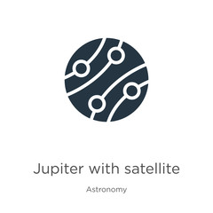 Jupiter with satellite icon vector. Trendy flat jupiter with satellite icon from astronomy collection isolated on white background. Vector illustration can be used for web and mobile graphic design,