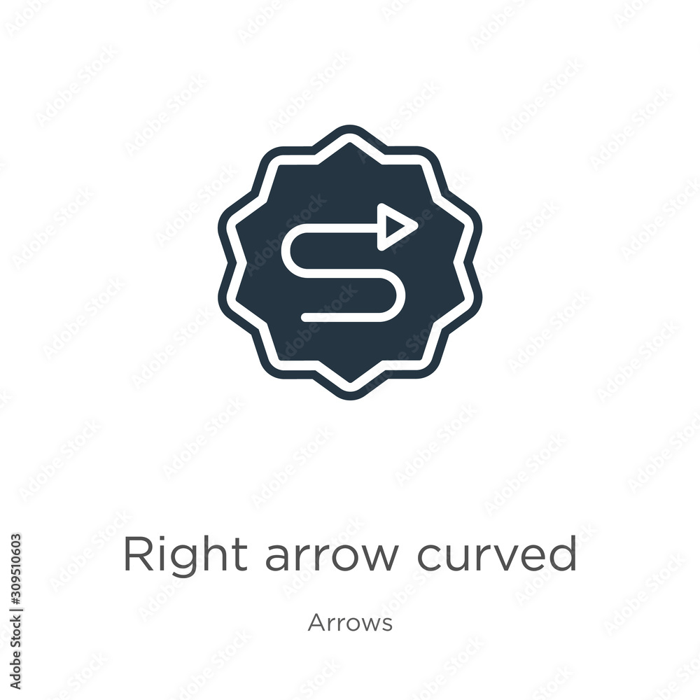Poster right arrow curved icon vector. trendy flat right arrow curved icon from arrows collection isolated 