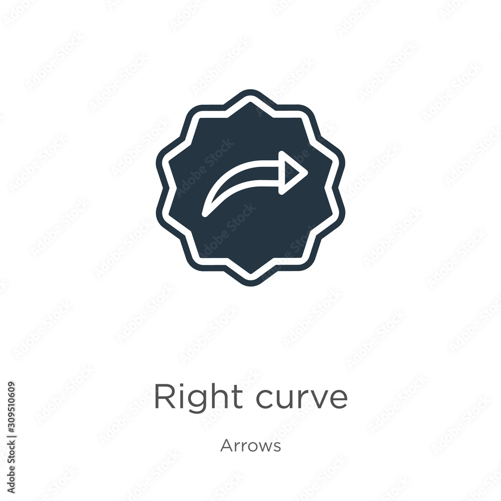 Poster right curve icon vector. trendy flat right curve icon from arrows collection isolated on white backg