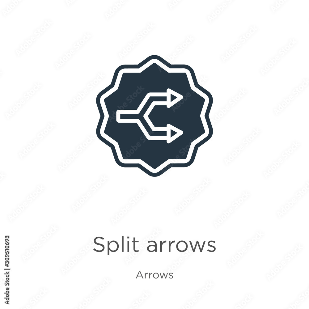 Poster split arrows icon vector. trendy flat split arrows icon from arrows collection isolated on white bac