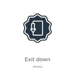 Exit down icon vector. Trendy flat exit down icon from arrows collection isolated on white background. Vector illustration can be used for web and mobile graphic design, logo, eps10