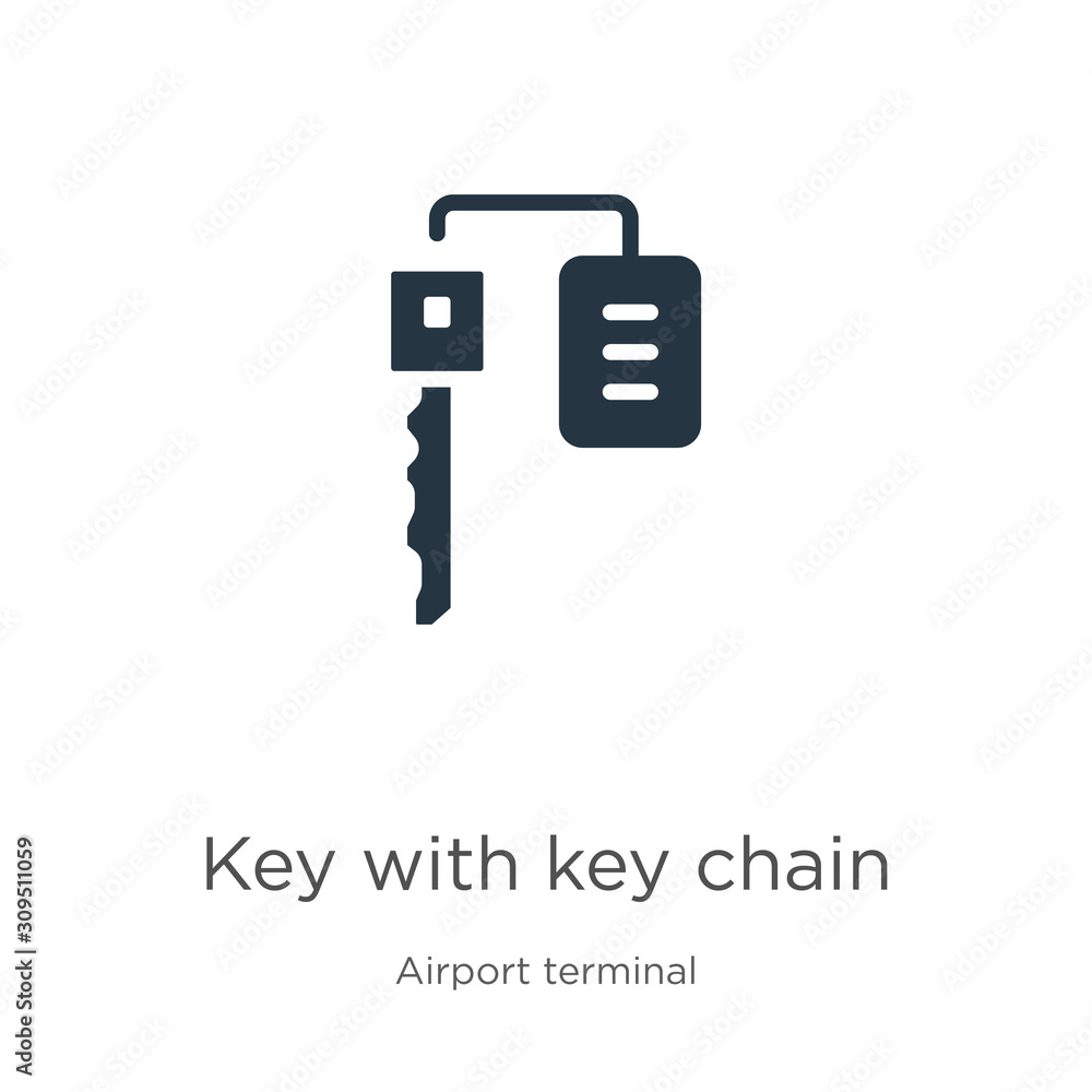 Poster key with key chain icon vector. trendy flat key with key chain icon from airport terminal collection