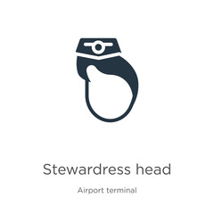 Stewardress head icon vector. Trendy flat stewardress head icon from airport terminal collection isolated on white background. Vector illustration can be used for web and mobile graphic design, logo,