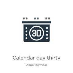 Calendar day thirty icon vector. Trendy flat calendar day thirty icon from airport terminal collection isolated on white background. Vector illustration can be used for web and mobile graphic design,