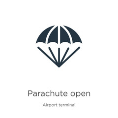 Parachute open icon vector. Trendy flat parachute open icon from airport terminal collection isolated on white background. Vector illustration can be used for web and mobile graphic design, logo,