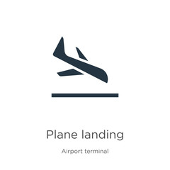 Plane landing icon vector. Trendy flat plane landing icon from airport terminal collection isolated on white background. Vector illustration can be used for web and mobile graphic design, logo, eps10