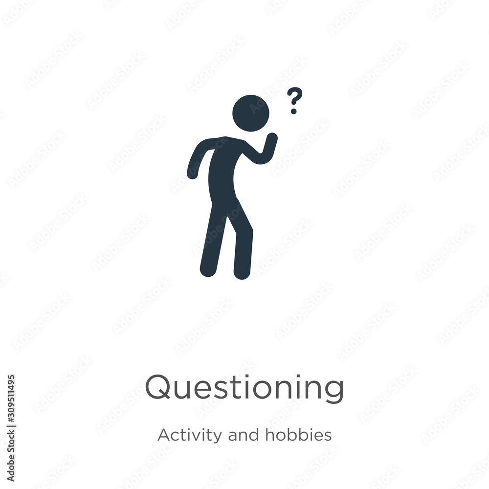 Poster questioning icon vector. trendy flat questioning icon from activity and hobbies collection isolated 