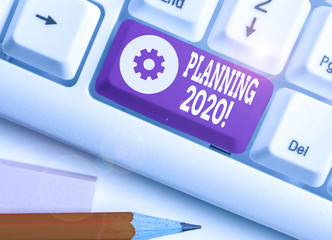 Conceptual hand writing showing Planning 2020. Concept meaning process of making plans for...