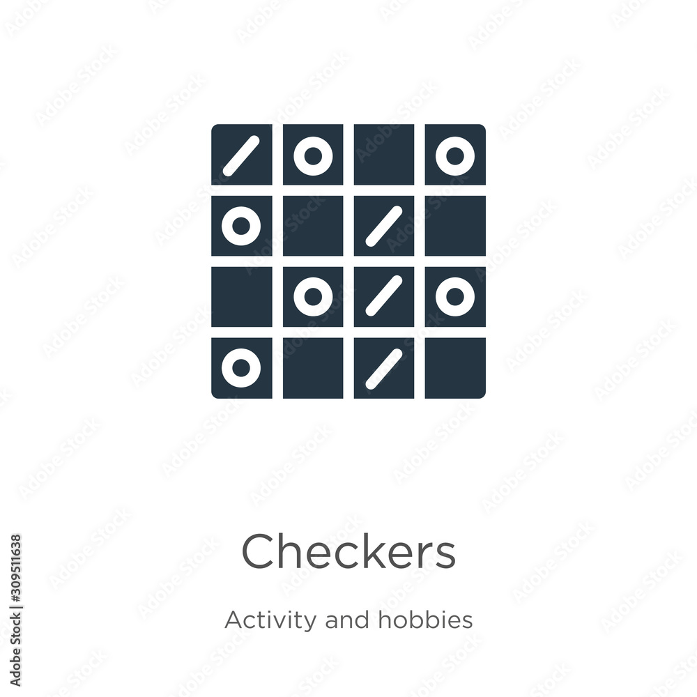 Poster checkers icon vector. trendy flat checkers icon from activity and hobbies collection isolated on whi