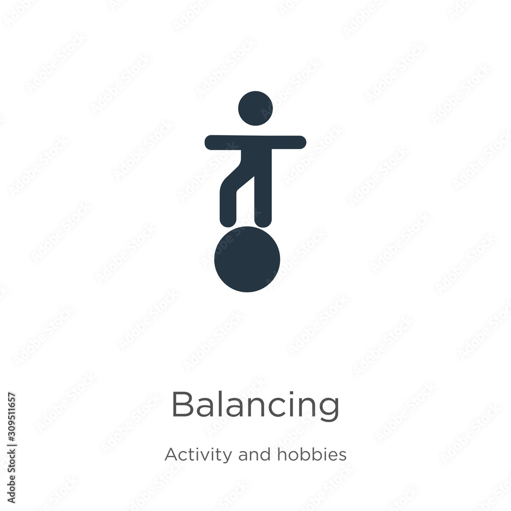 Poster balancing icon vector. trendy flat balancing icon from activity and hobbies collection isolated on w
