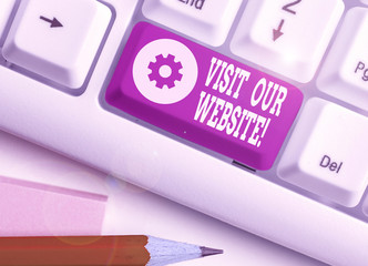 Conceptual hand writing showing Visit Our Website. Concept meaning visitor who arrives at web site...